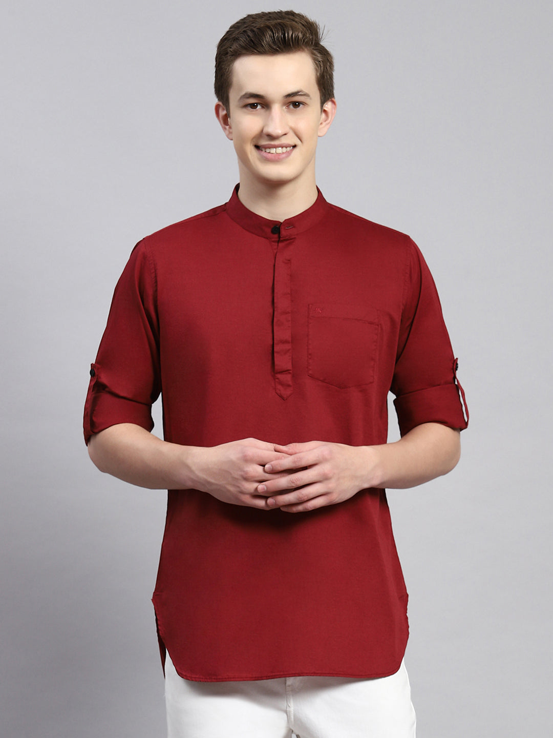 Men Maroon Solid Shirt