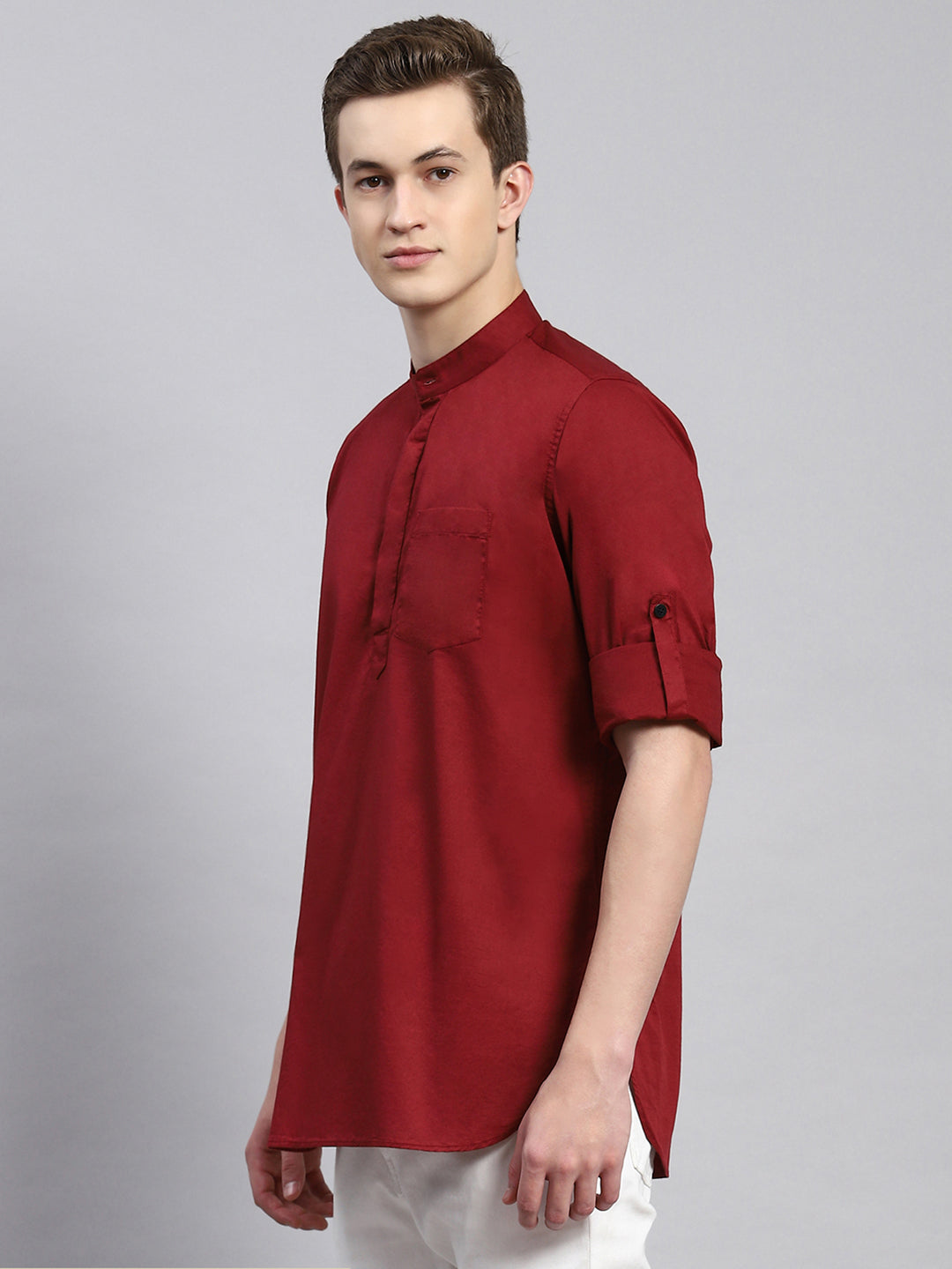Men Maroon Solid Shirt