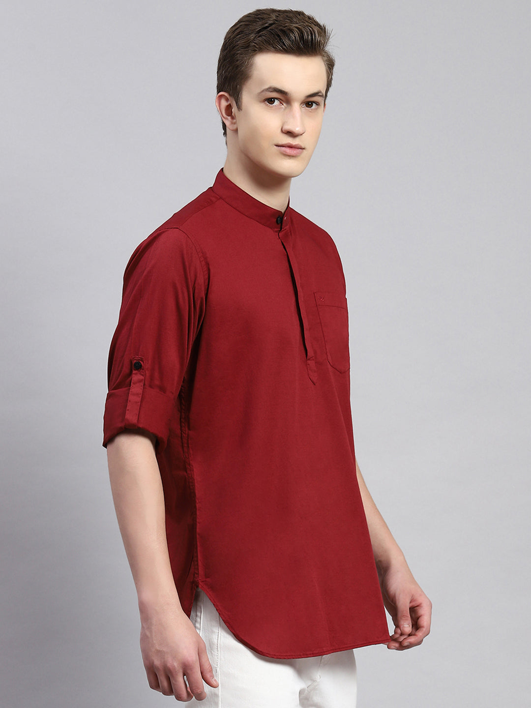 Men Maroon Solid Shirt