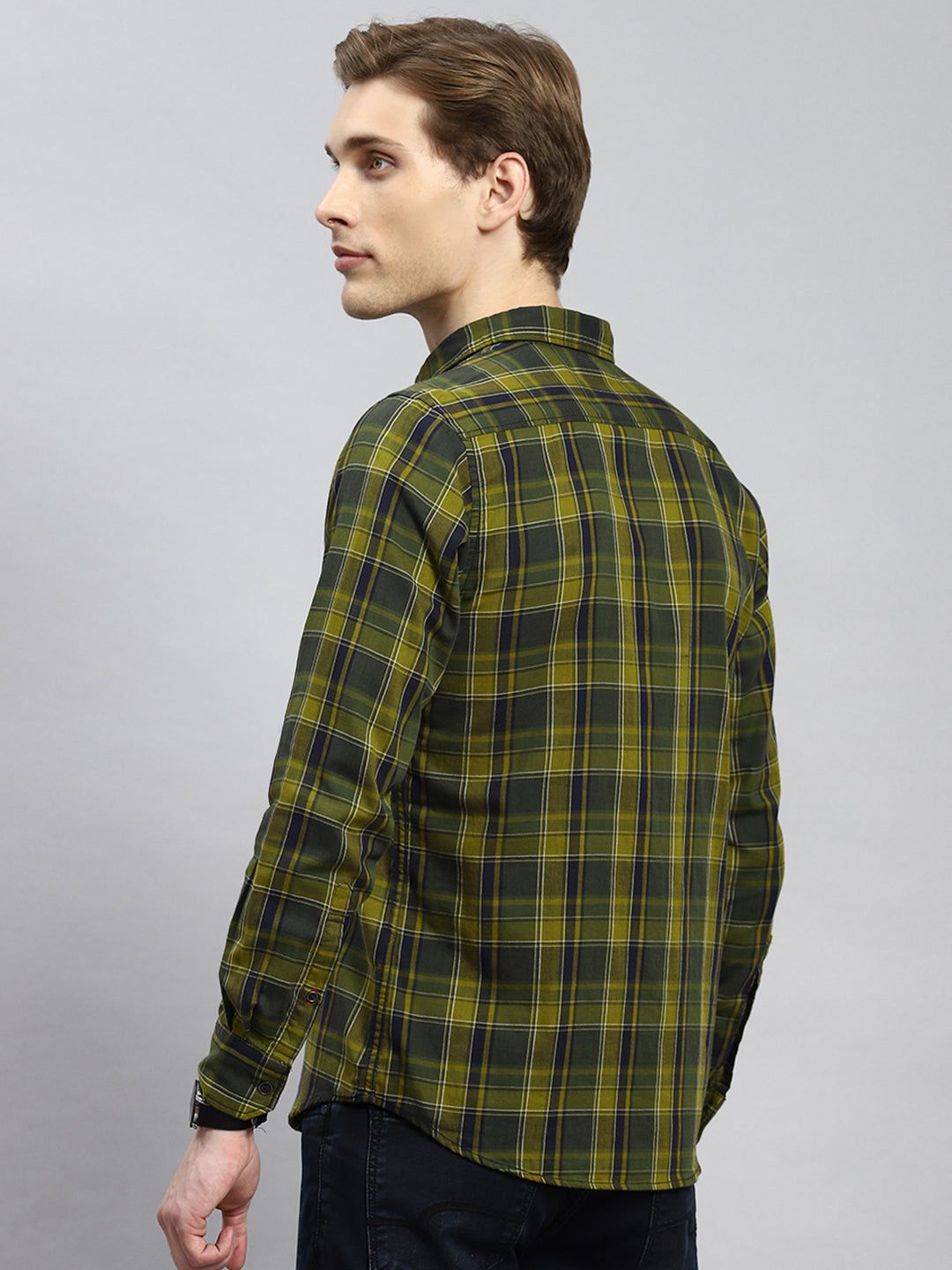 Men Green Check Shirt