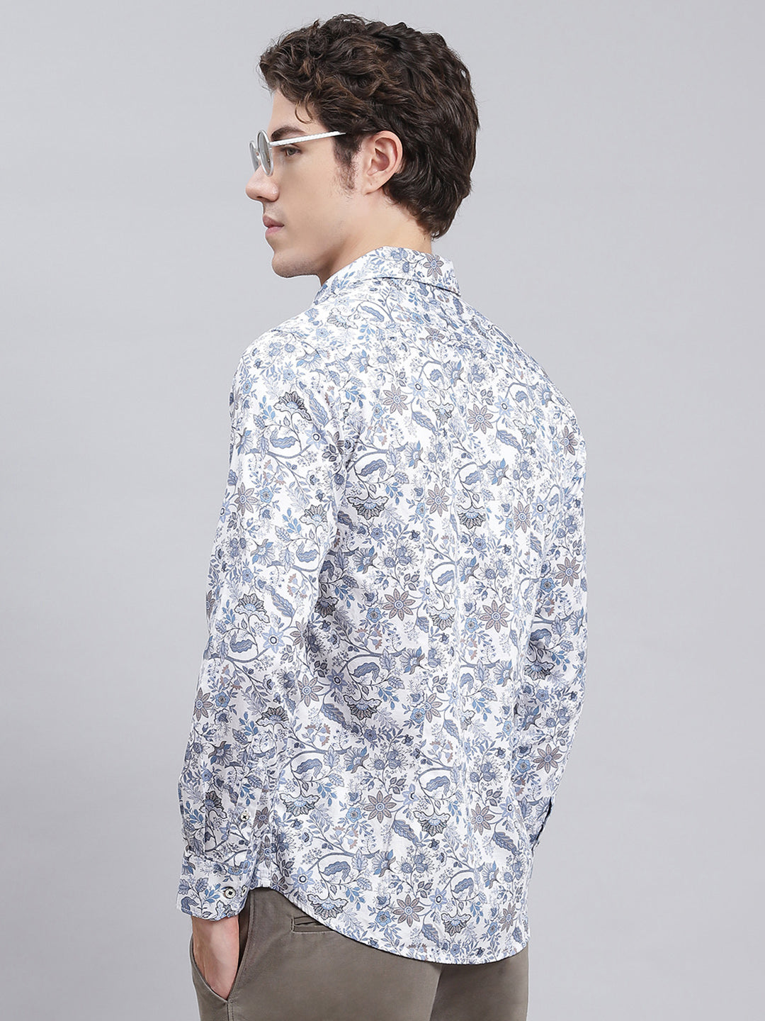Men Blue Printed Pure Cotton Shirt