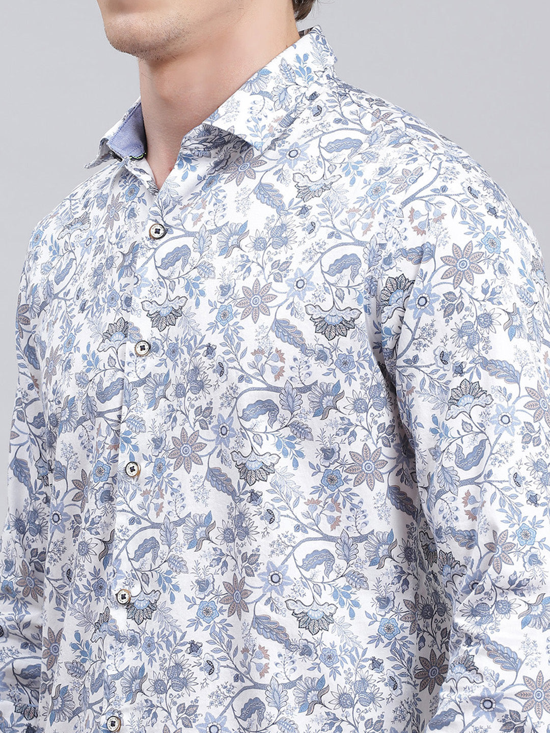 Men Blue Printed Pure Cotton Shirt