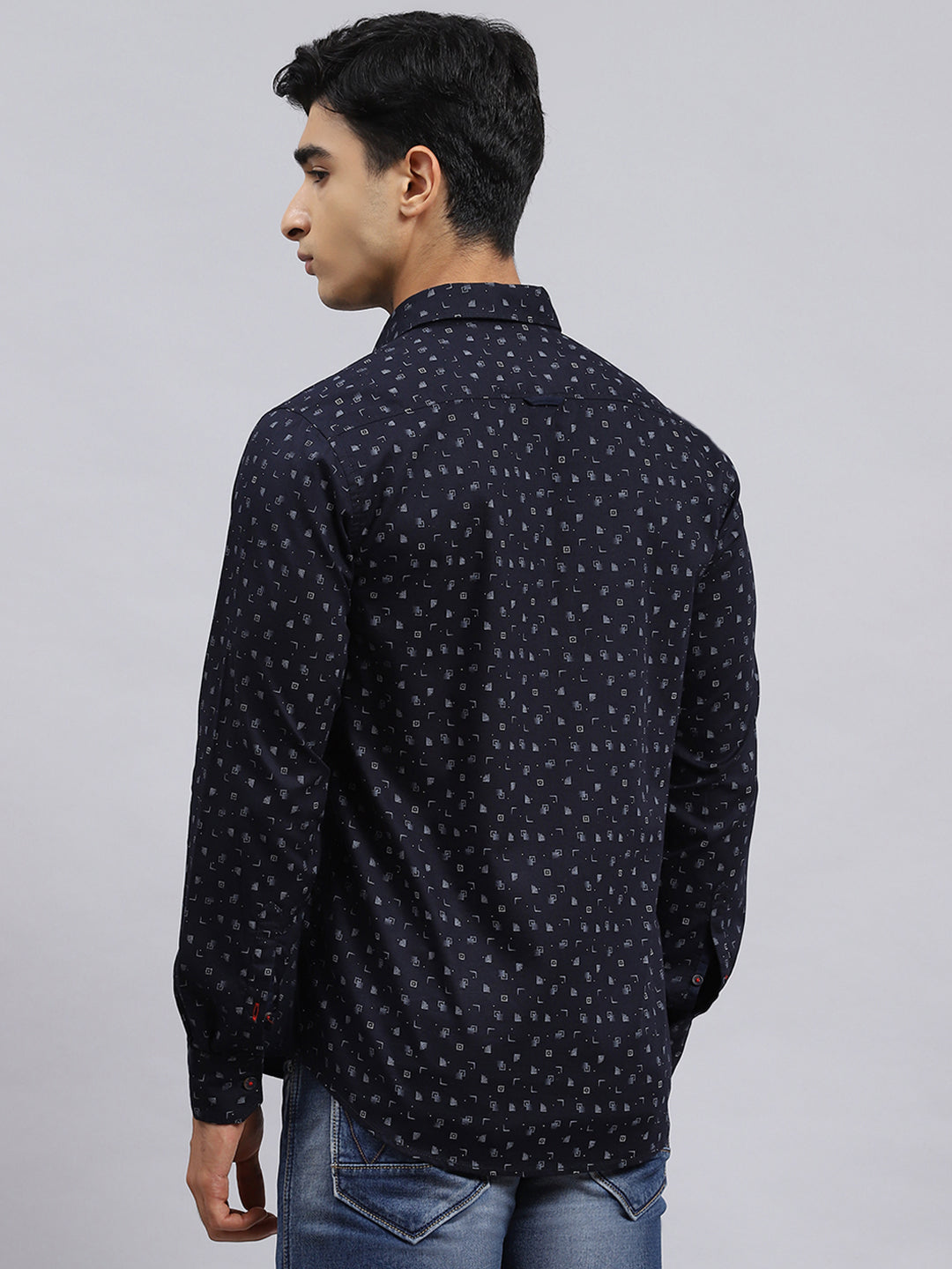 Men Navy Blue Printed Shirt