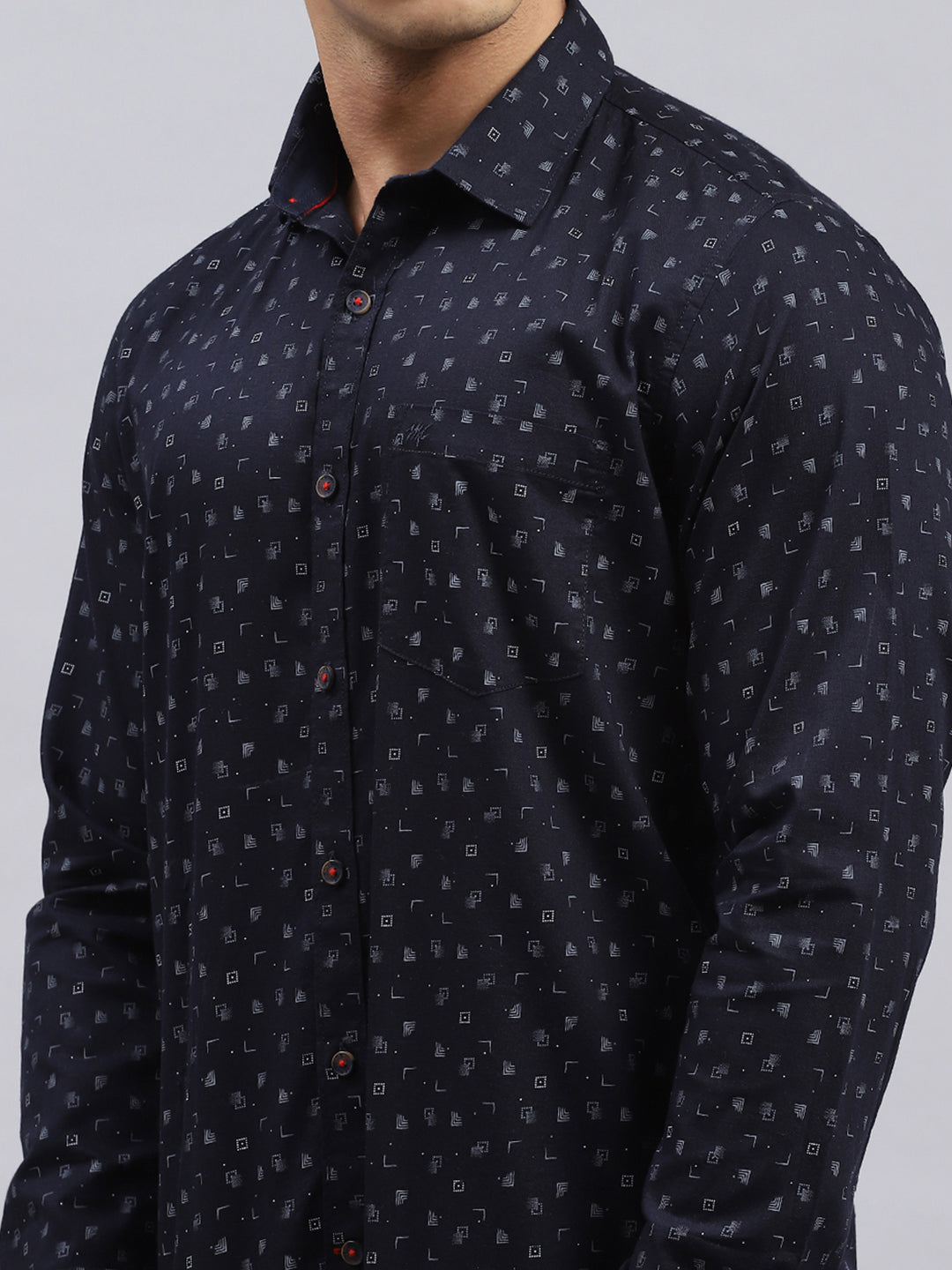 Men Navy Blue Printed Shirt