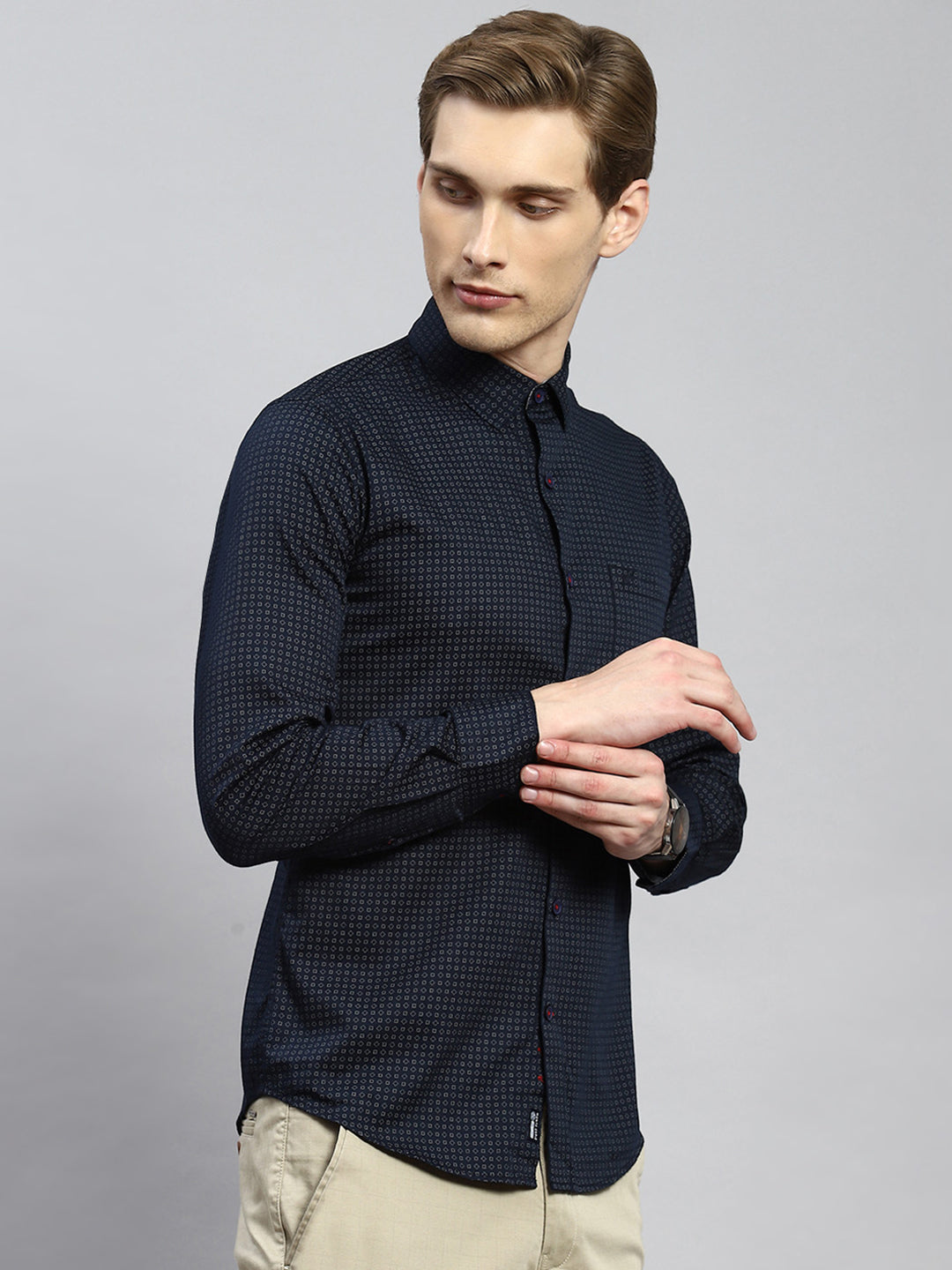 Men Navy Blue Printed Shirt