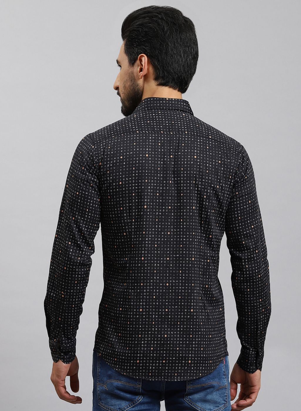 Men Black Printed Pure Cotton Shirt
