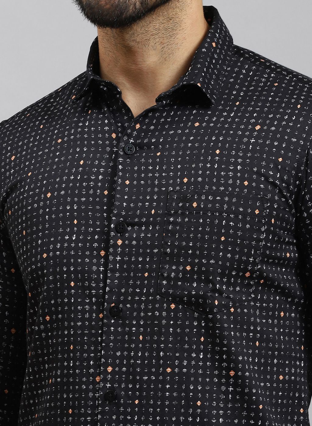 Men Black Printed Pure Cotton Shirt