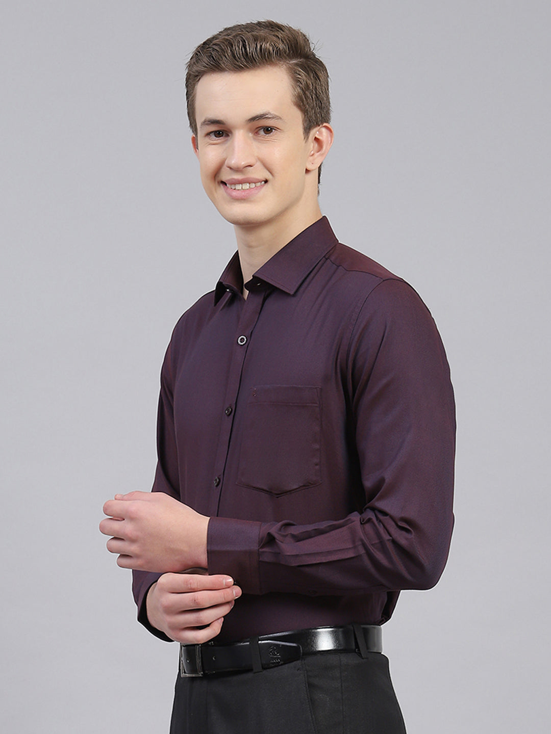 Men Purple Solid Shirt