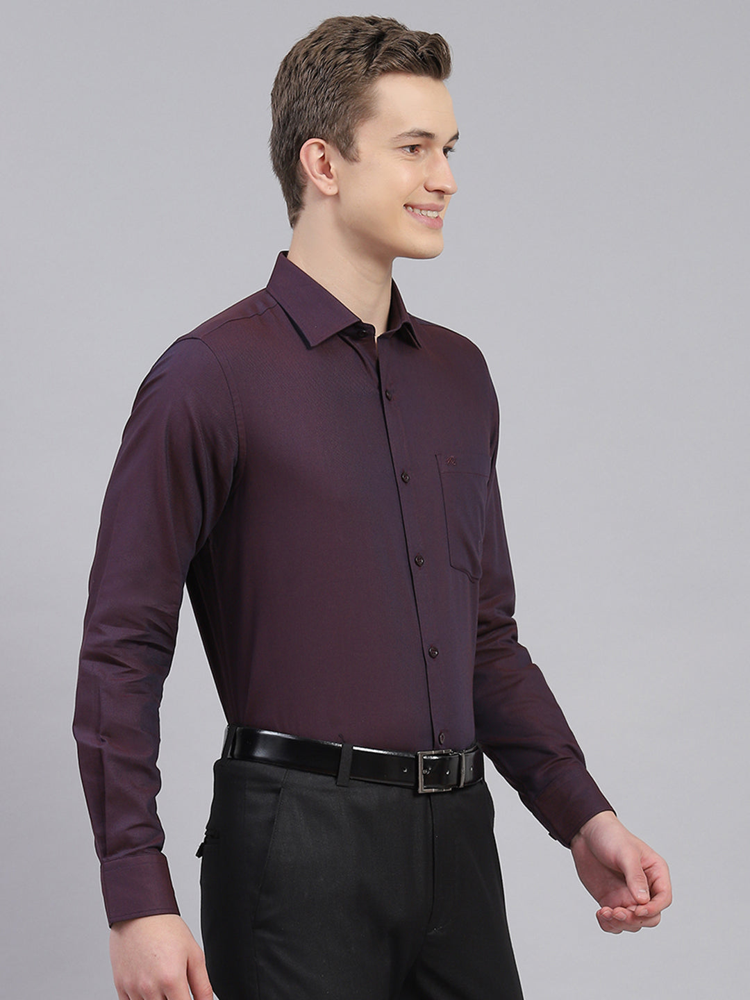 Men Purple Solid Shirt