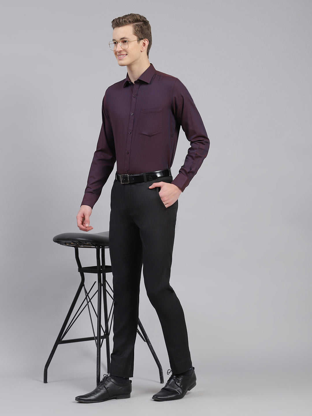 Men Purple Solid Shirt