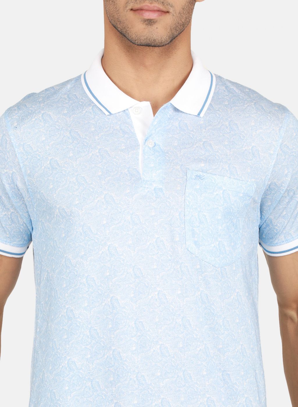 Men Sky Blue Printed T-Shirt