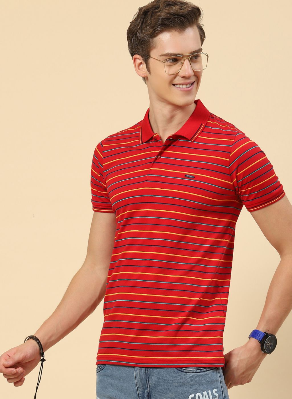 Men Red Stripe T-Shirt