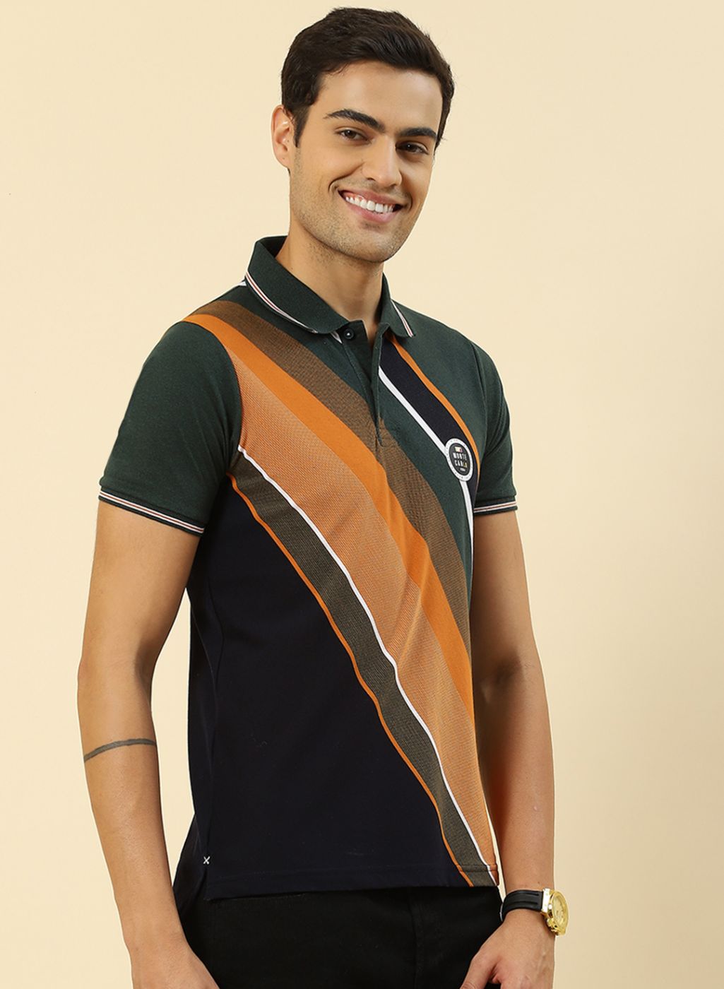 Men Olive Stripe T-Shirt