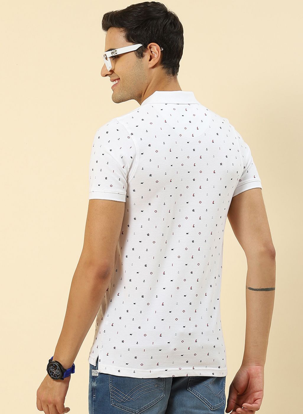 Men White Printed T-Shirt