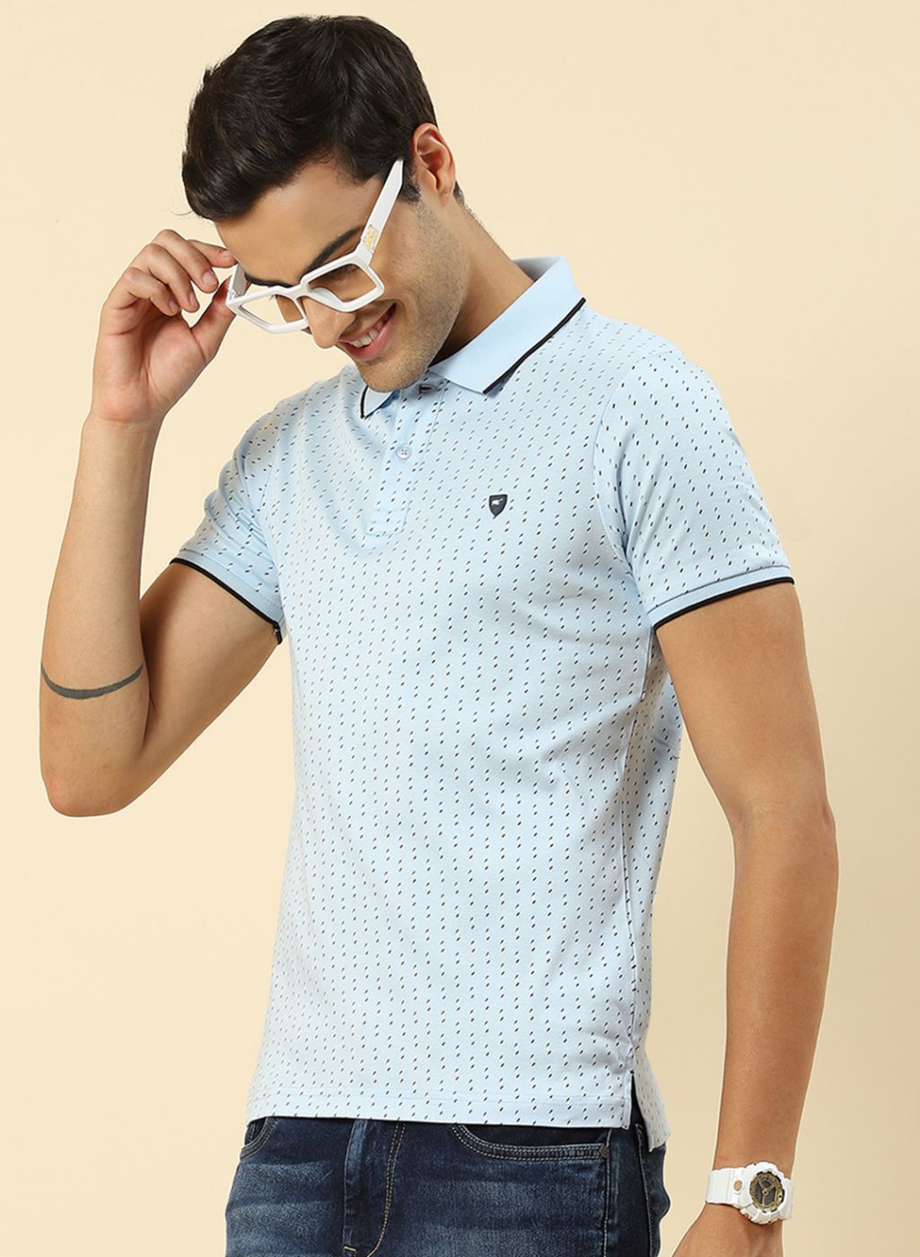 Men Blue Printed T-Shirt