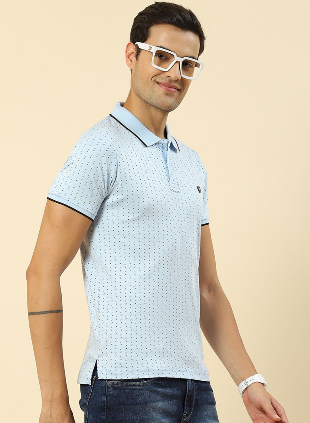 Men Blue Printed T-Shirt