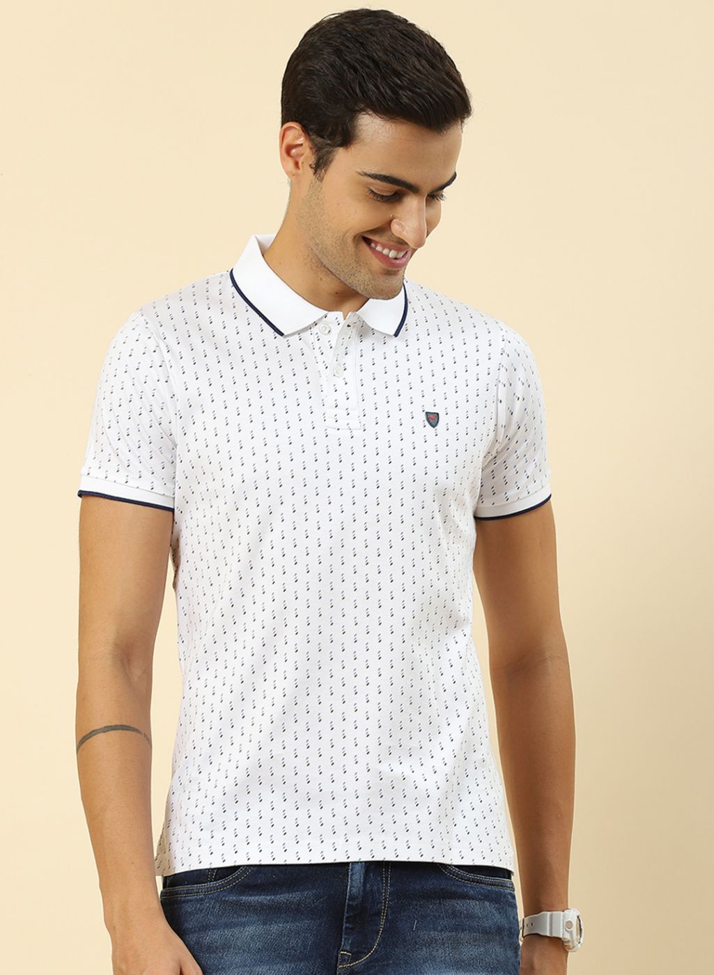 Men White Printed T-Shirt
