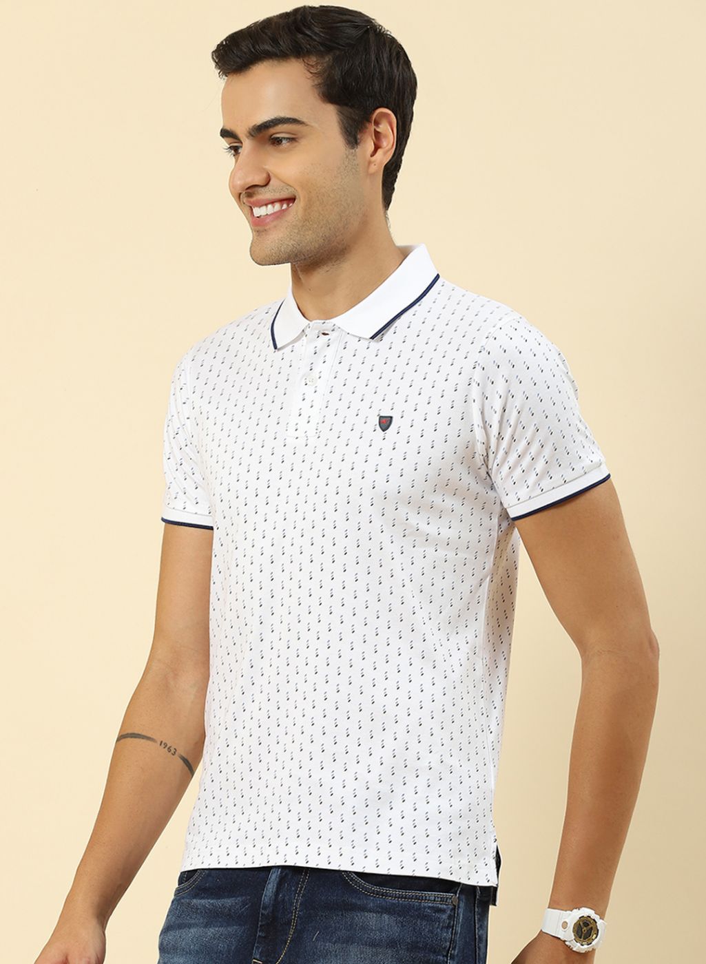 Men White Printed T-Shirt