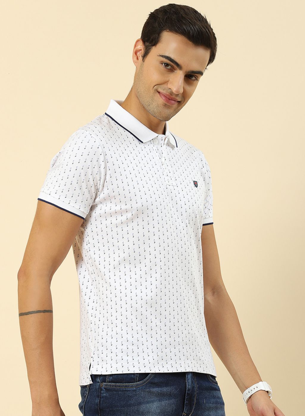 Men White Printed T-Shirt