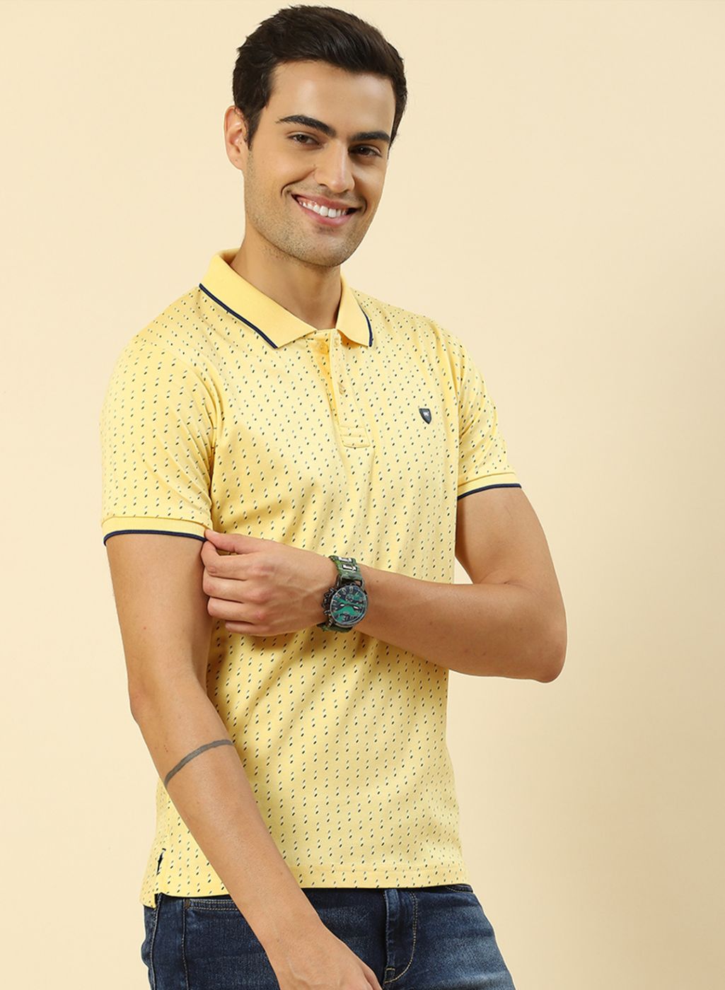 Men Yellow Printed T-Shirt