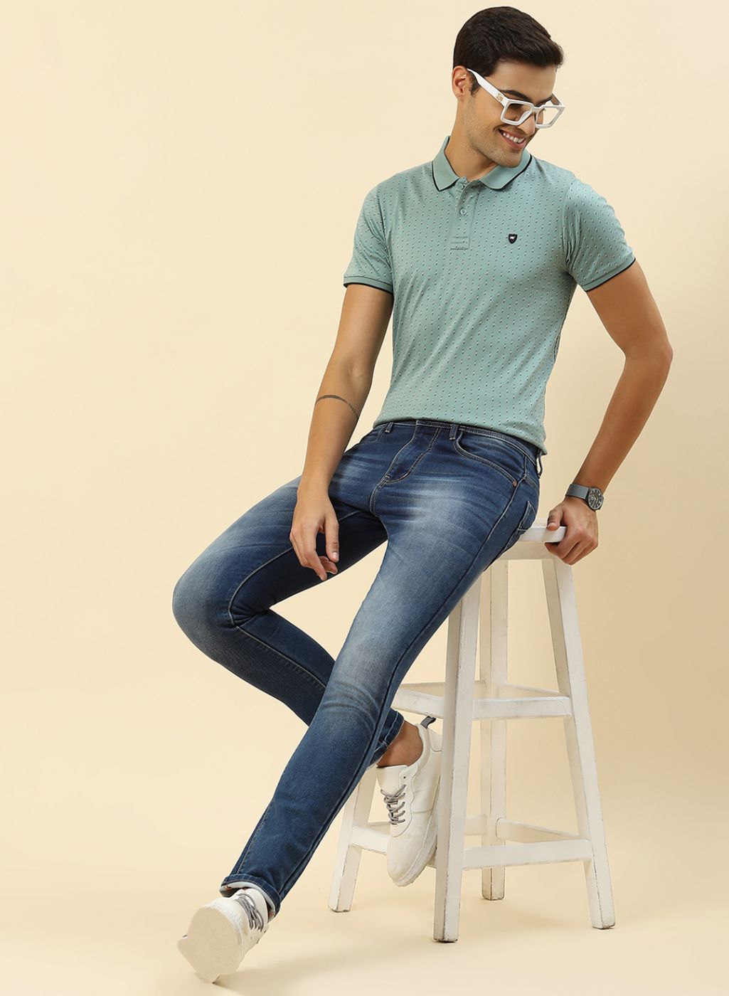 Men Green Printed T-Shirt