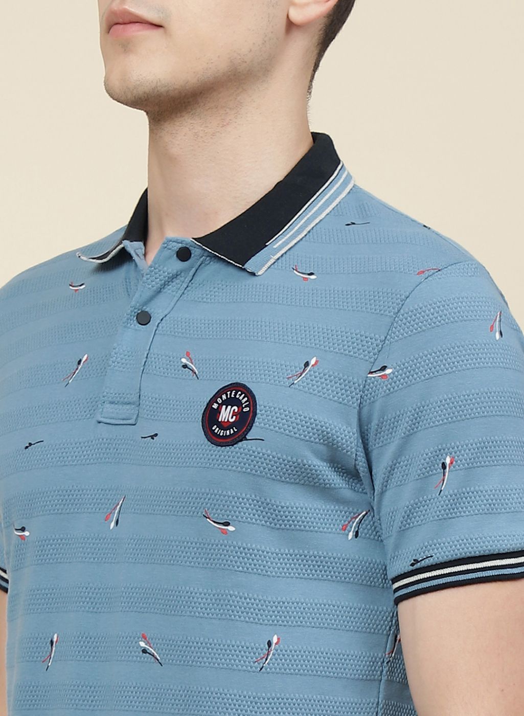 Men Teal Blue Printed T-Shirt