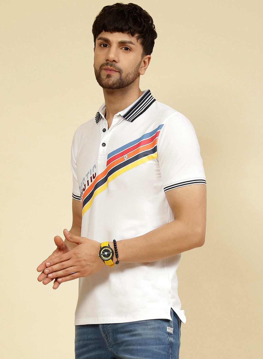 Men White Printed T-Shirt