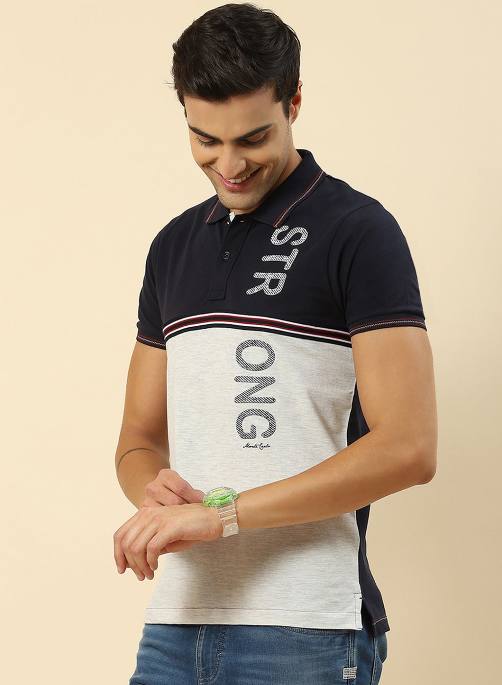 Men NAvy Blue Printed T-Shirt