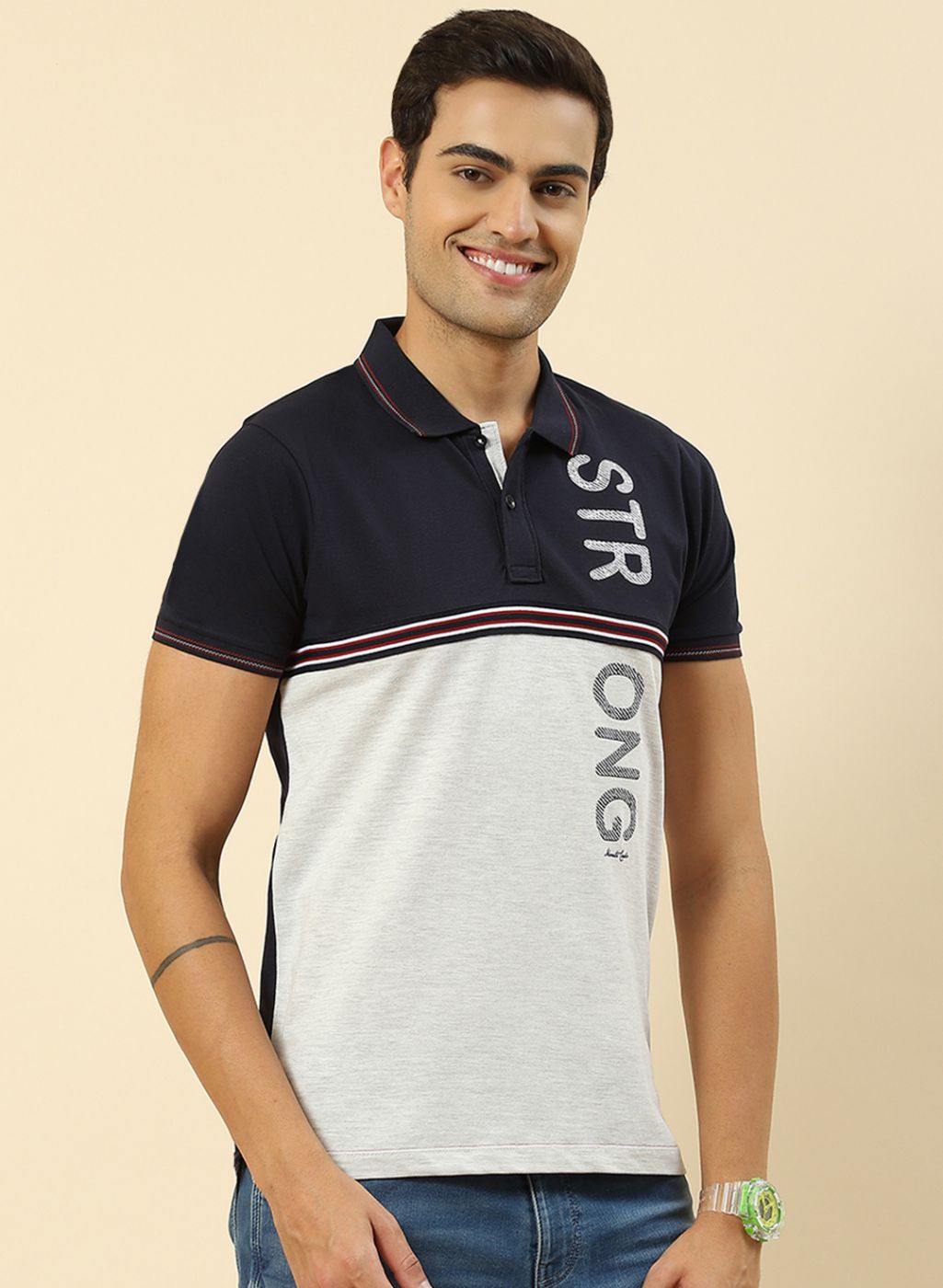 Men NAvy Blue Printed T-Shirt