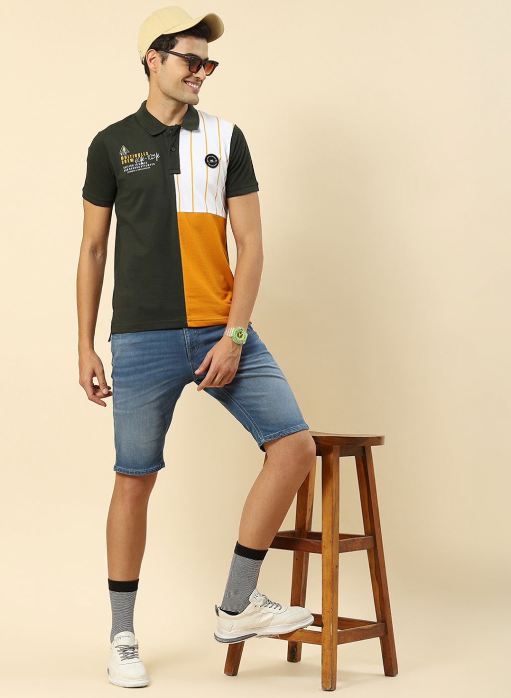 Men Olive Printed T-Shirt