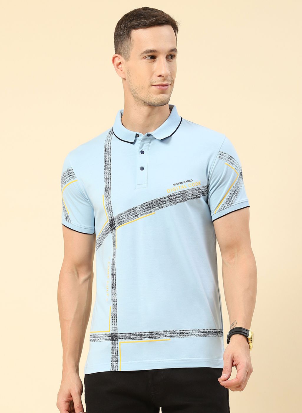 Men Blue Printed T-Shirt