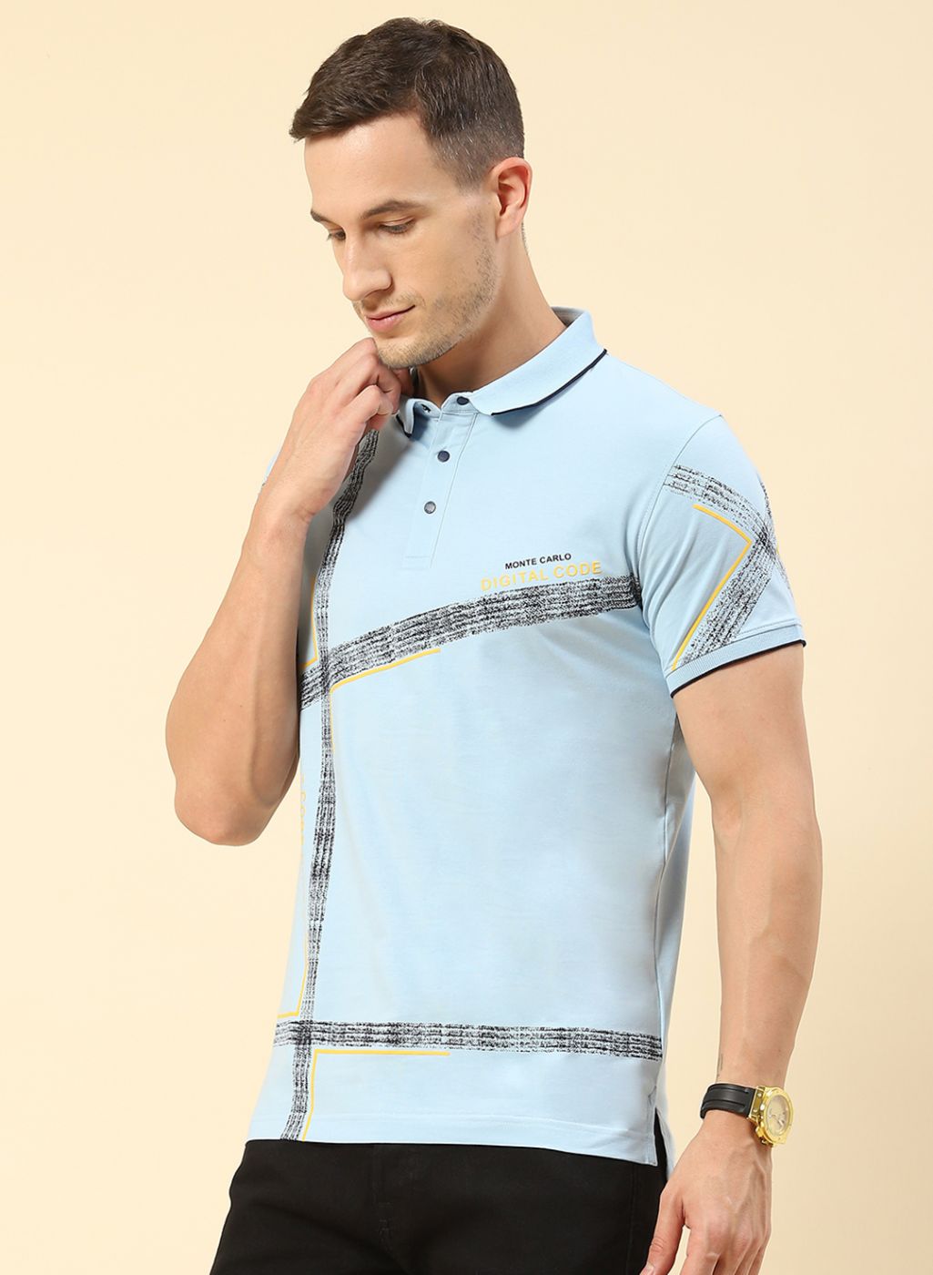 Men Blue Printed T-Shirt