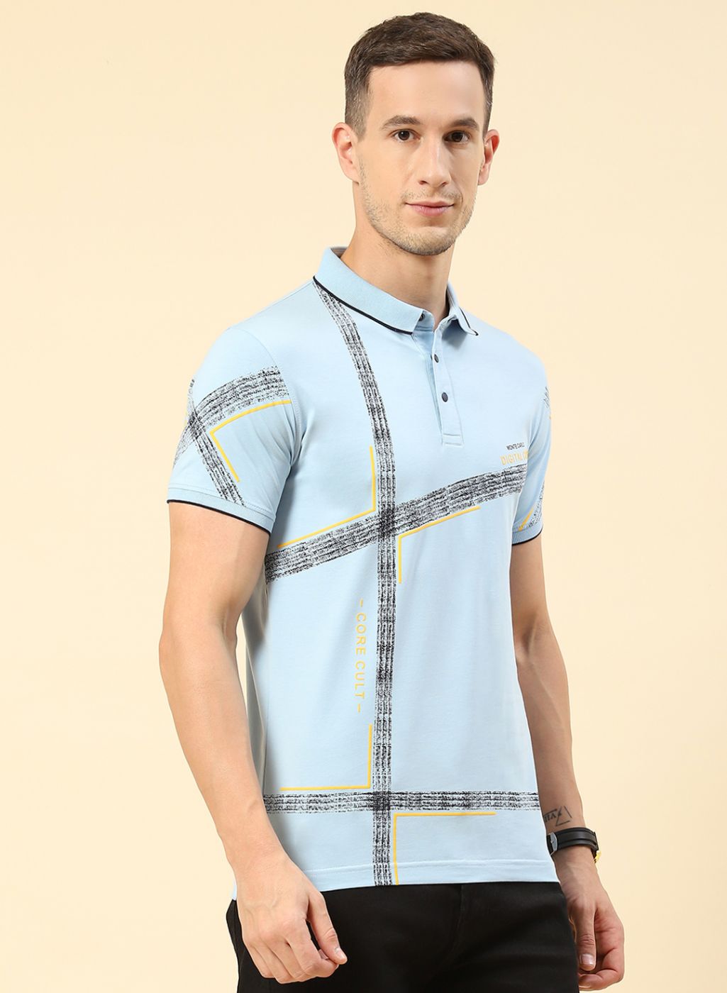 Men Blue Printed T-Shirt