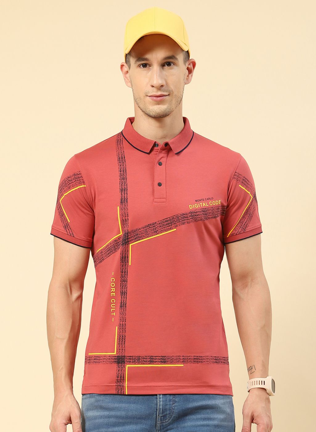 Men Pink Printed T-Shirt