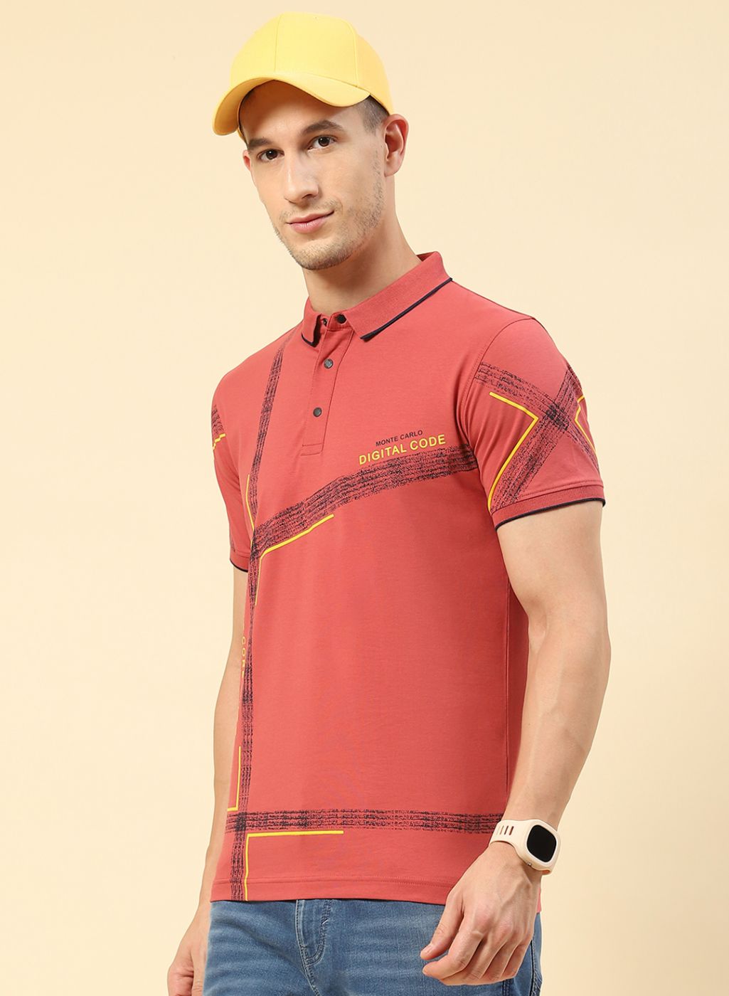 Men Pink Printed T-Shirt