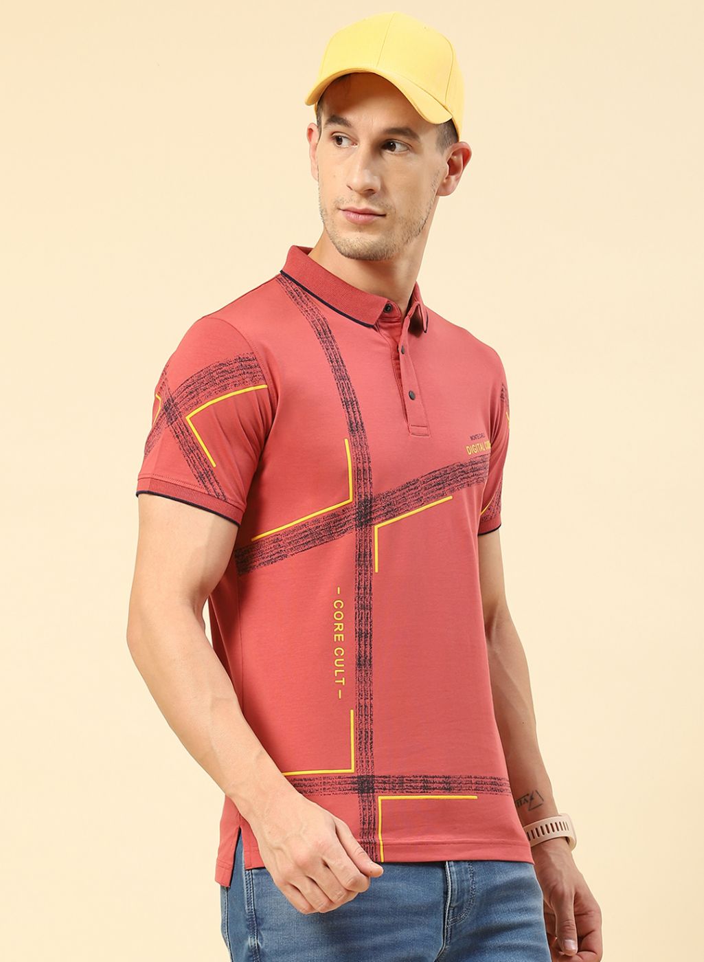 Men Pink Printed T-Shirt