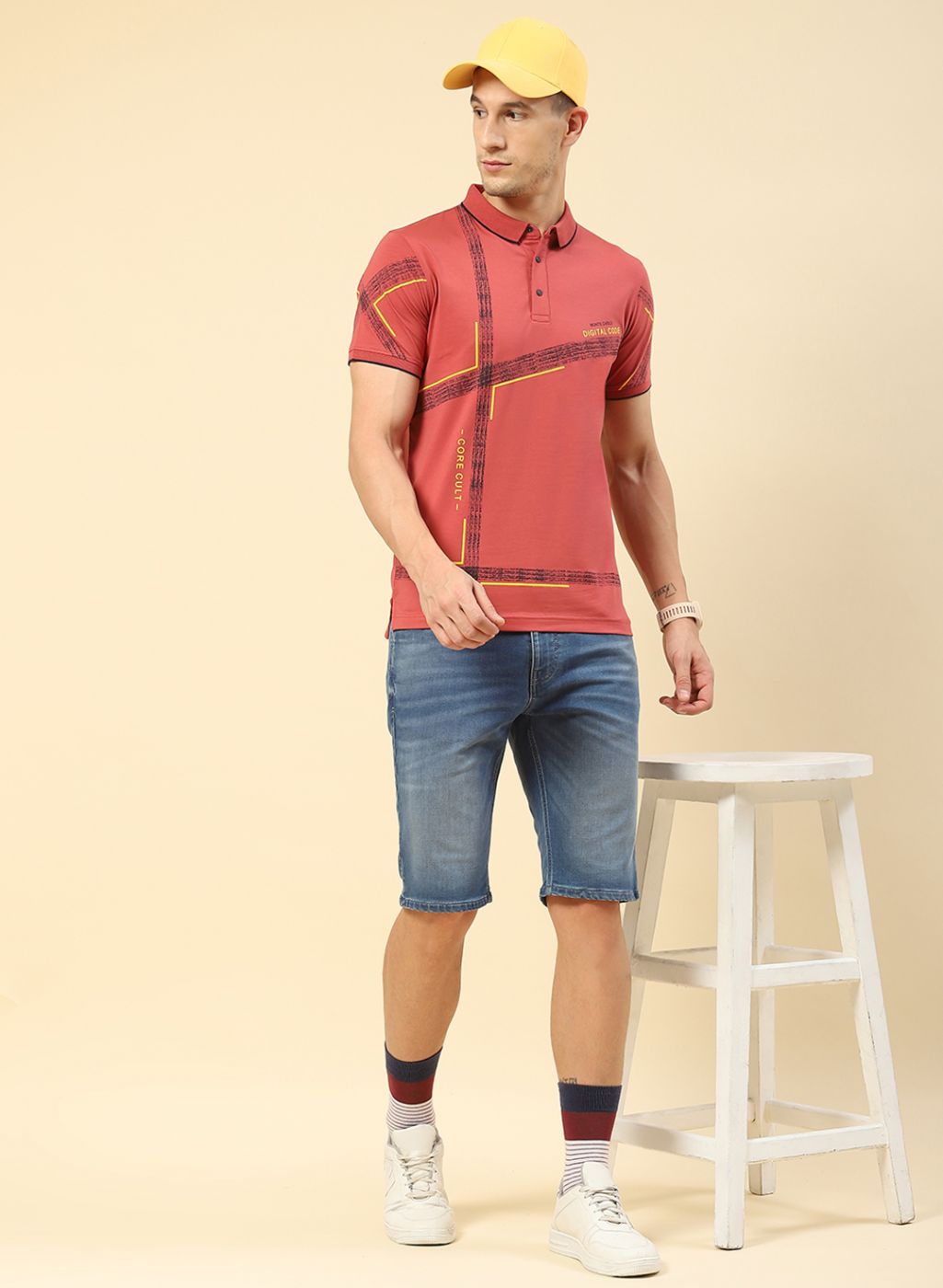 Men Pink Printed T-Shirt