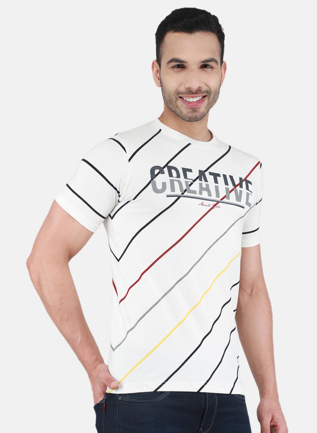 Men Off White Printed T-Shirt