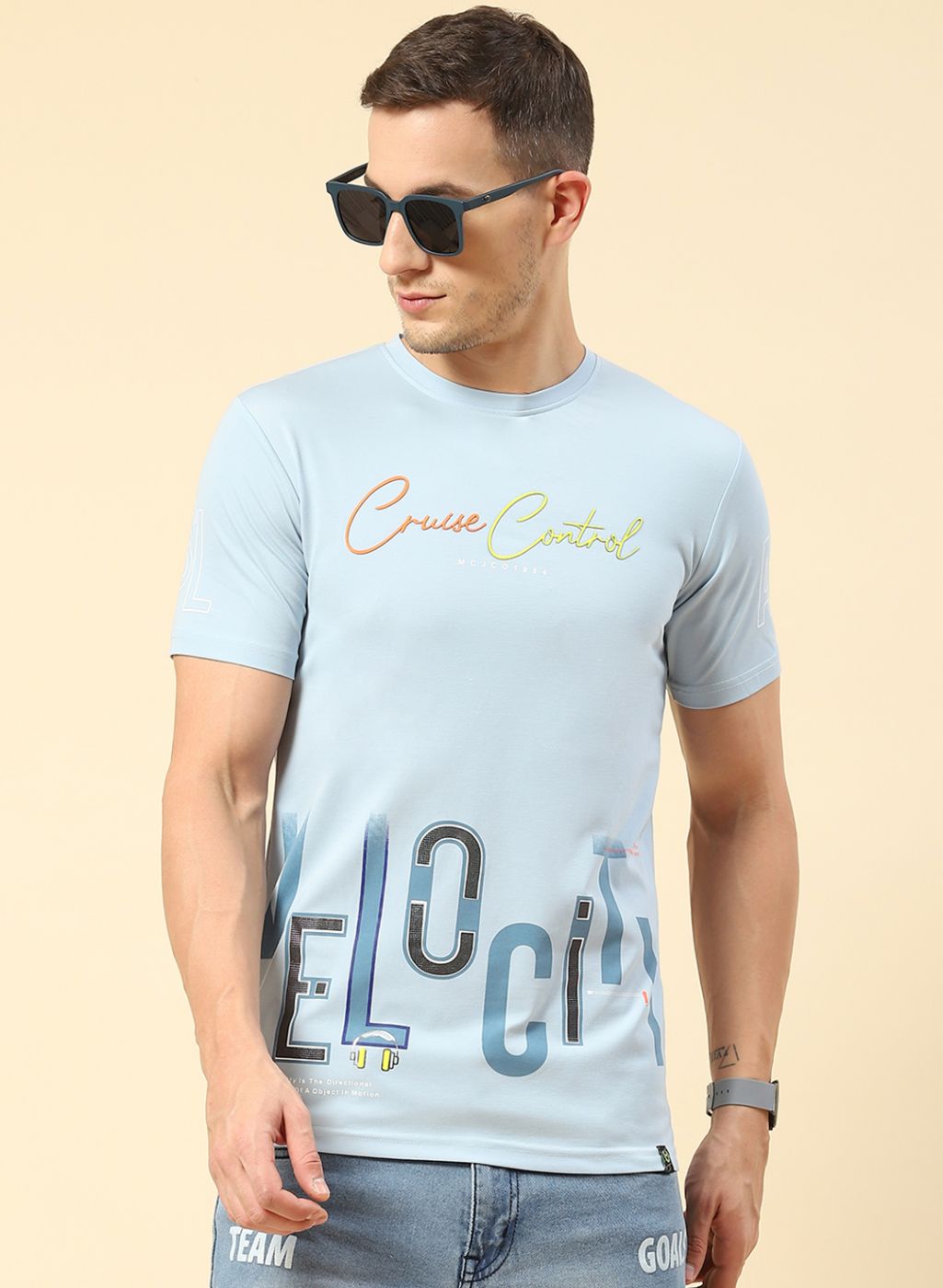 Men Blue Printed T-Shirt