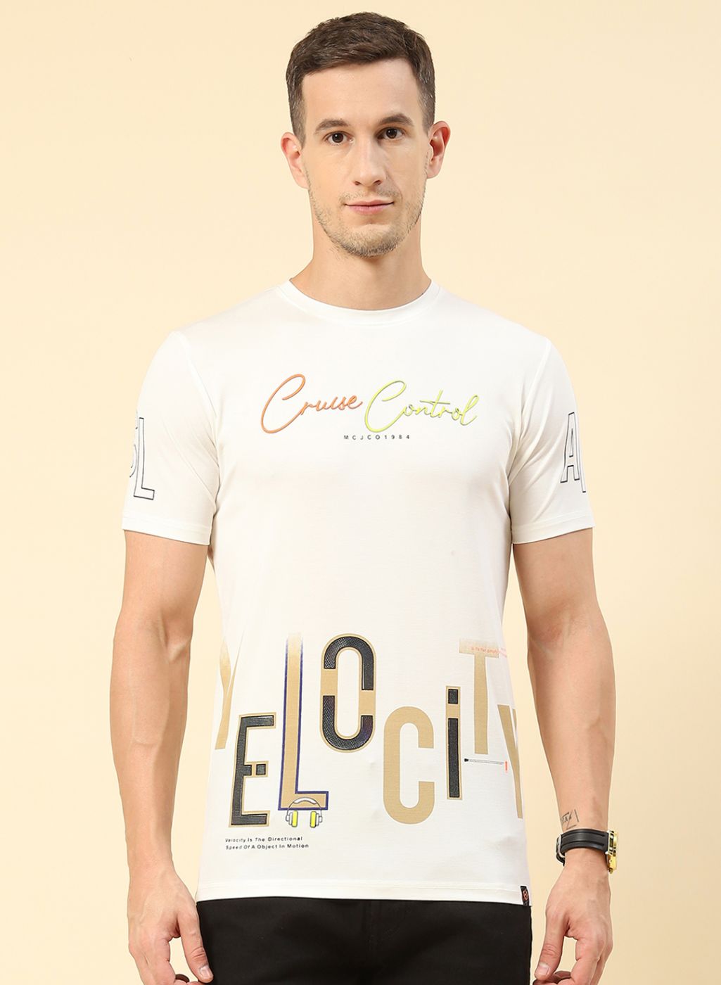 Men White Printed T-Shirt