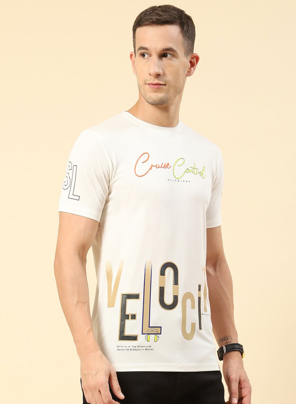 Men White Printed T-Shirt