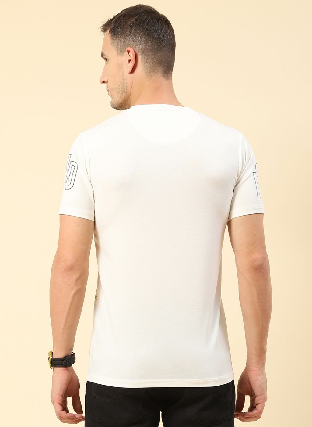 Men White Printed T-Shirt