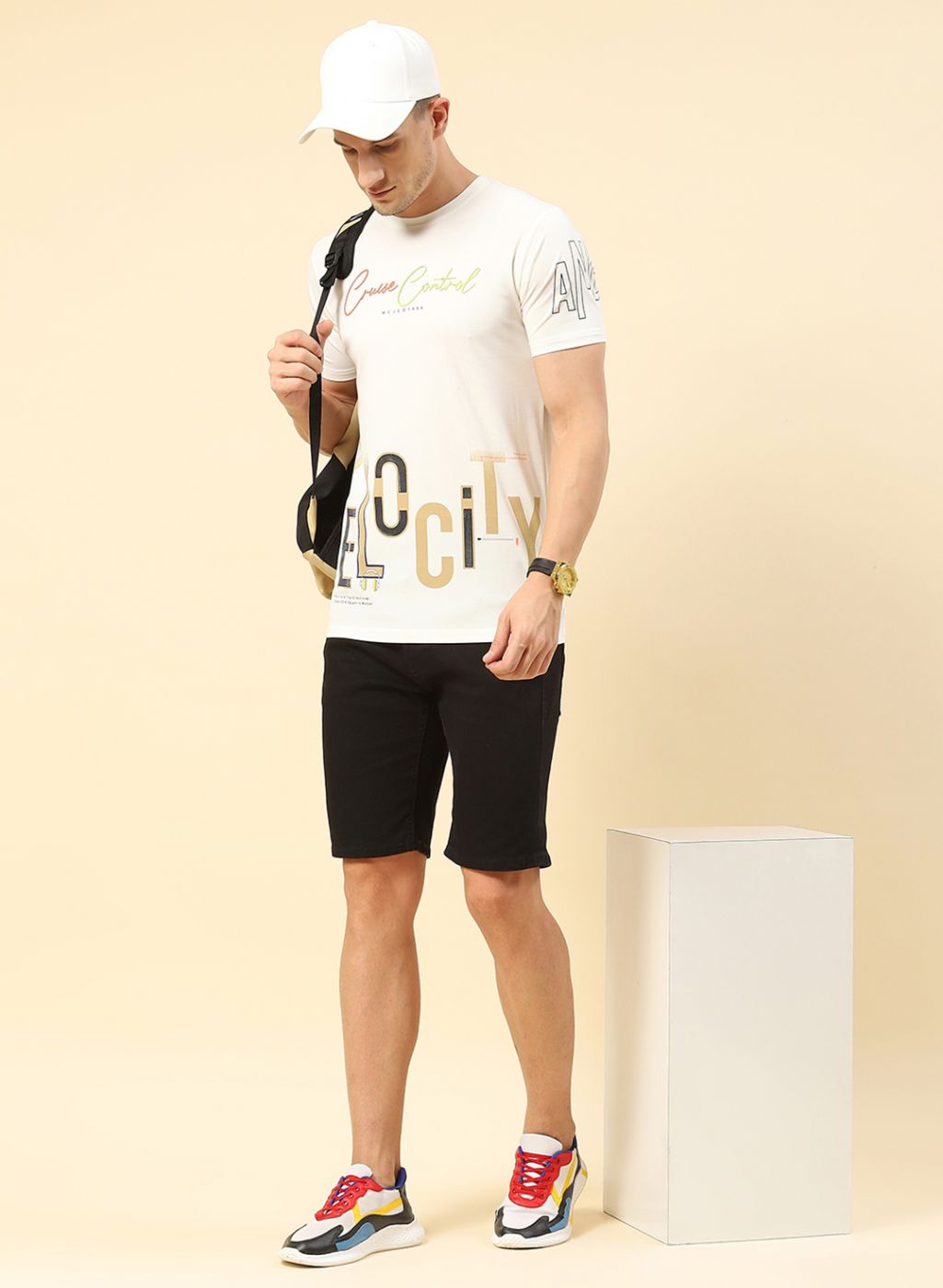 Men White Printed T-Shirt