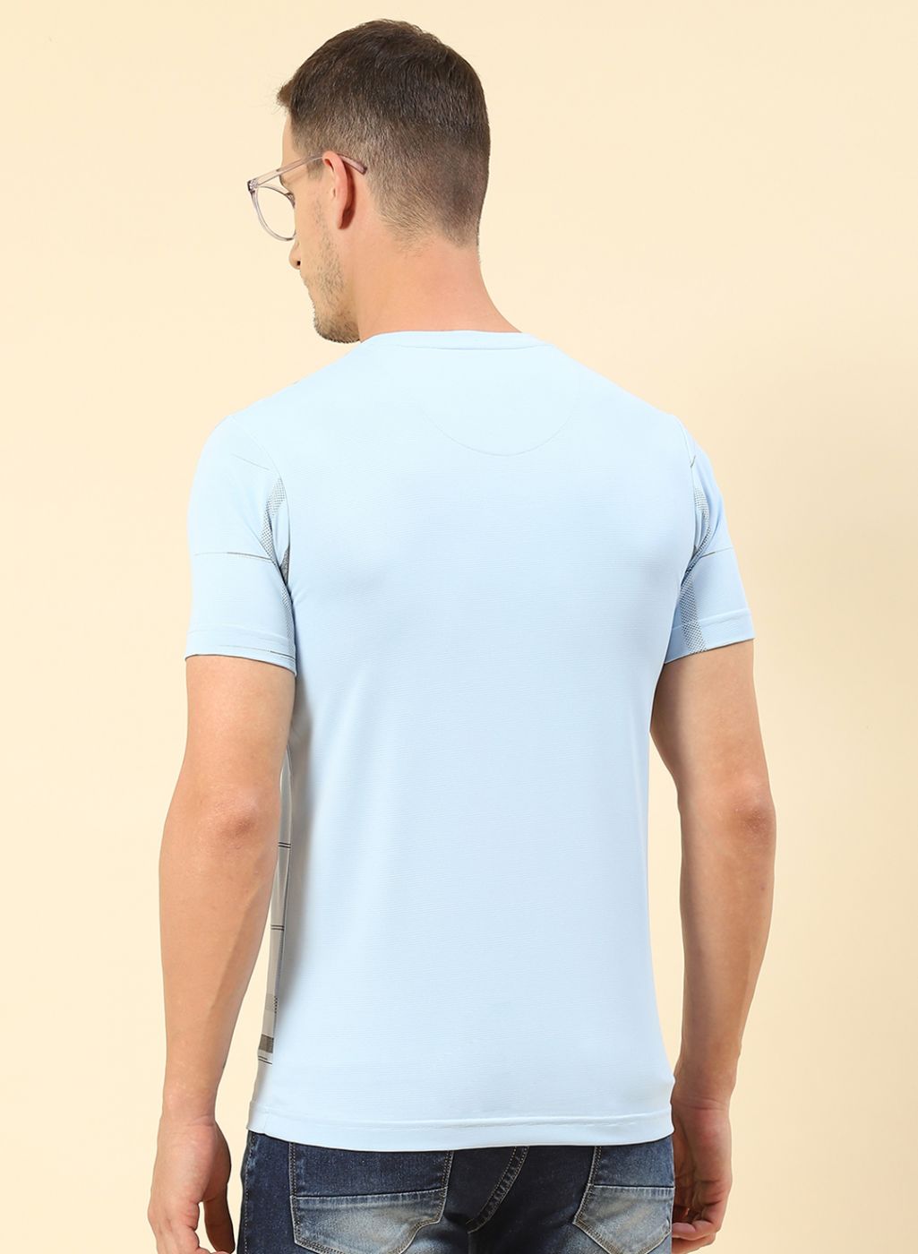 Men Sky Blue Printed T-Shirt