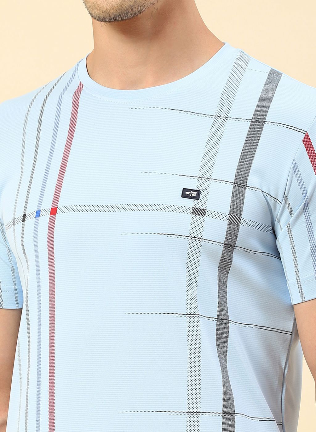 Men Sky Blue Printed T-Shirt