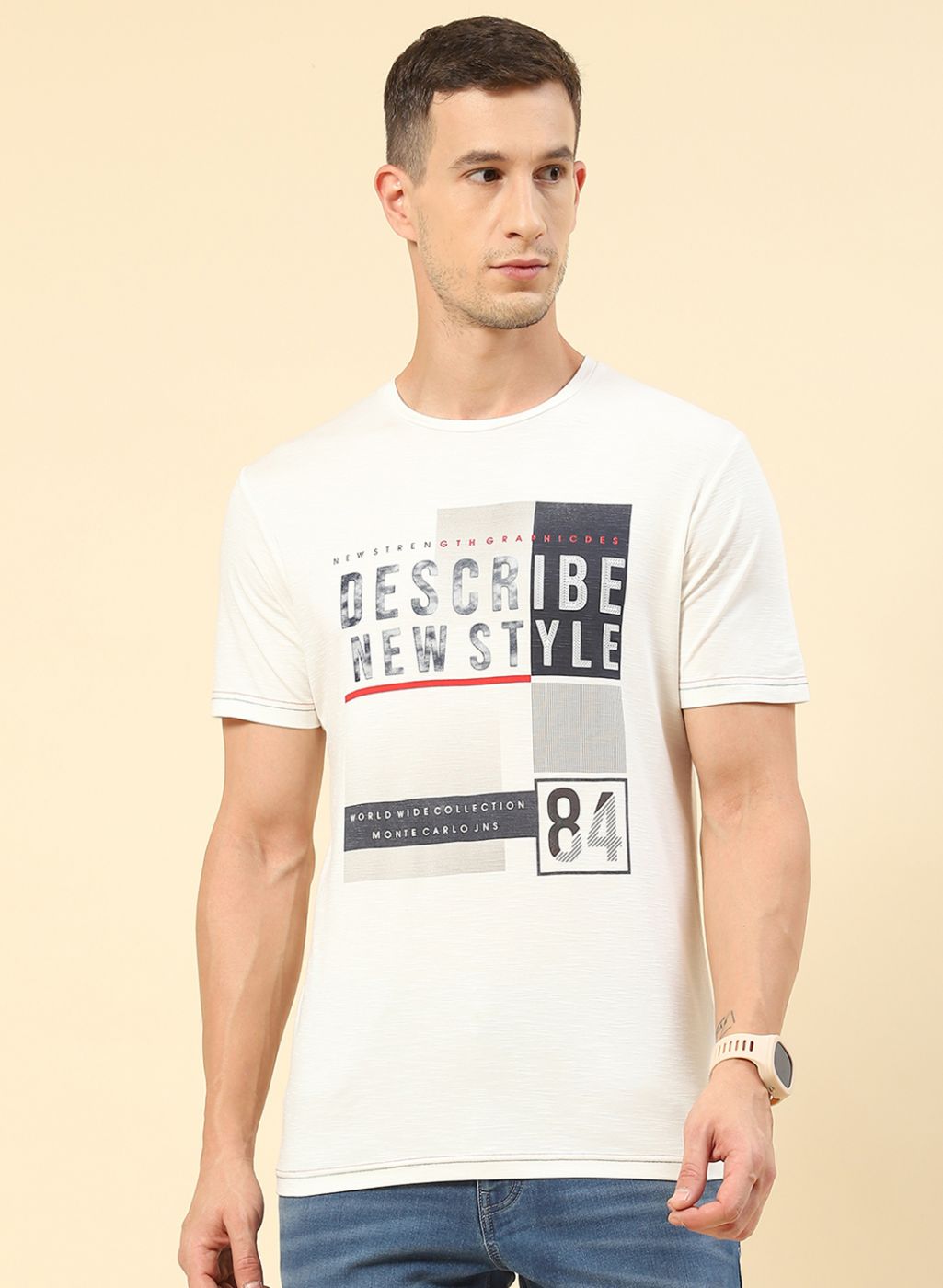 Men White Printed T-Shirt