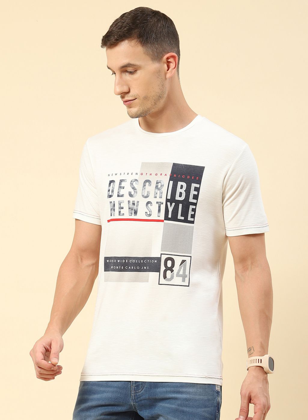 Men White Printed T-Shirt