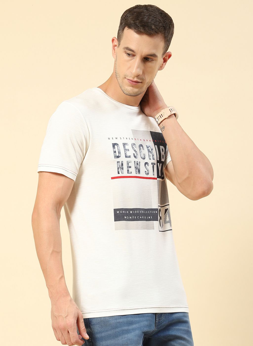 Men White Printed T-Shirt