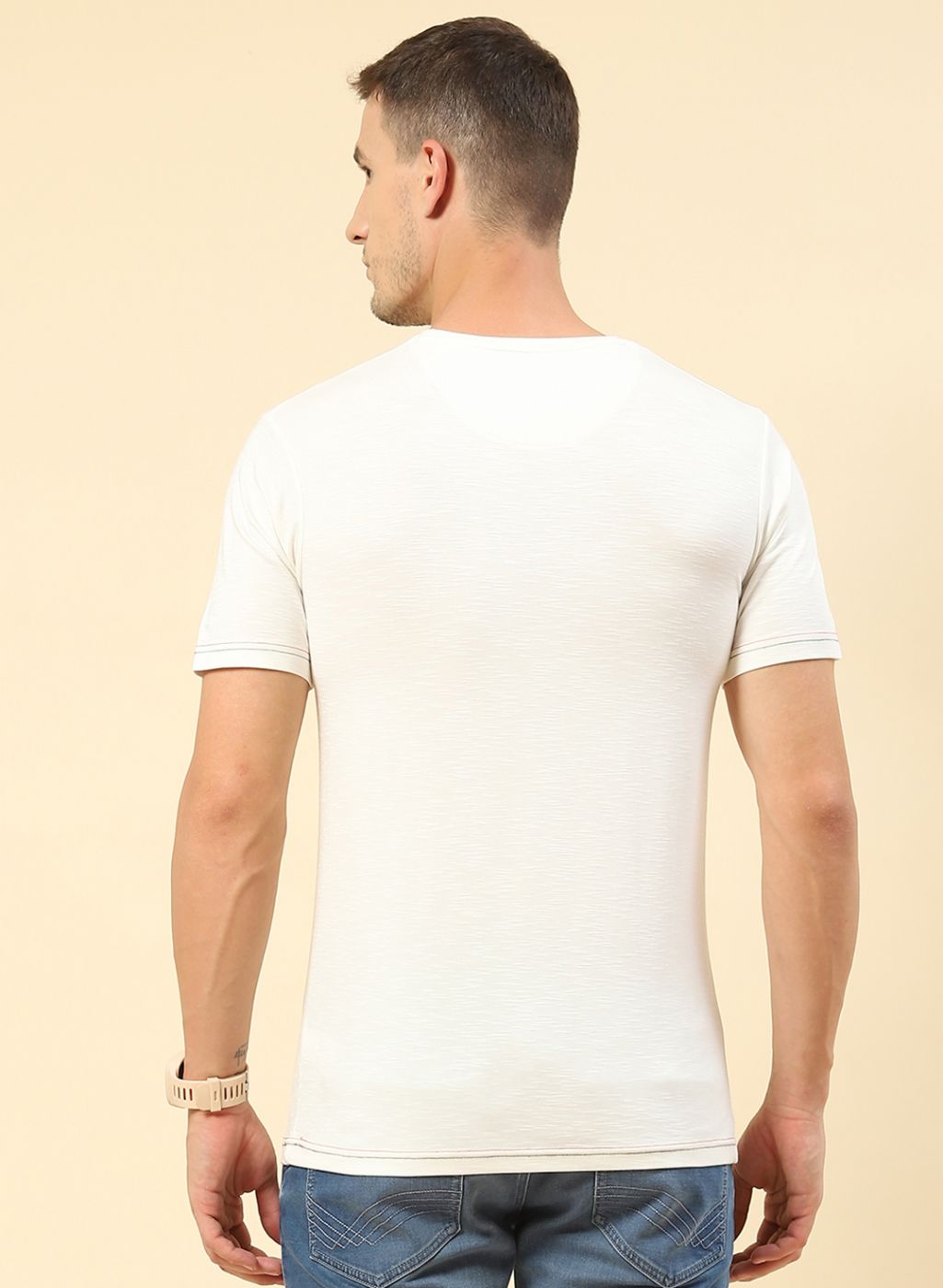 Men White Printed T-Shirt