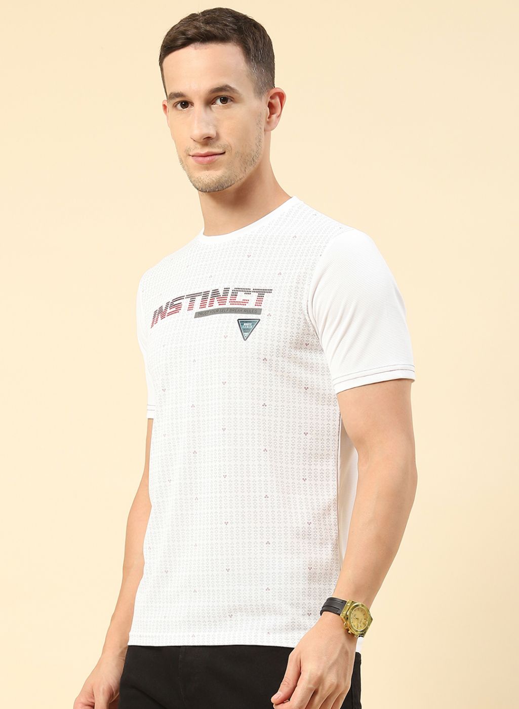 Men White Printed T-Shirt